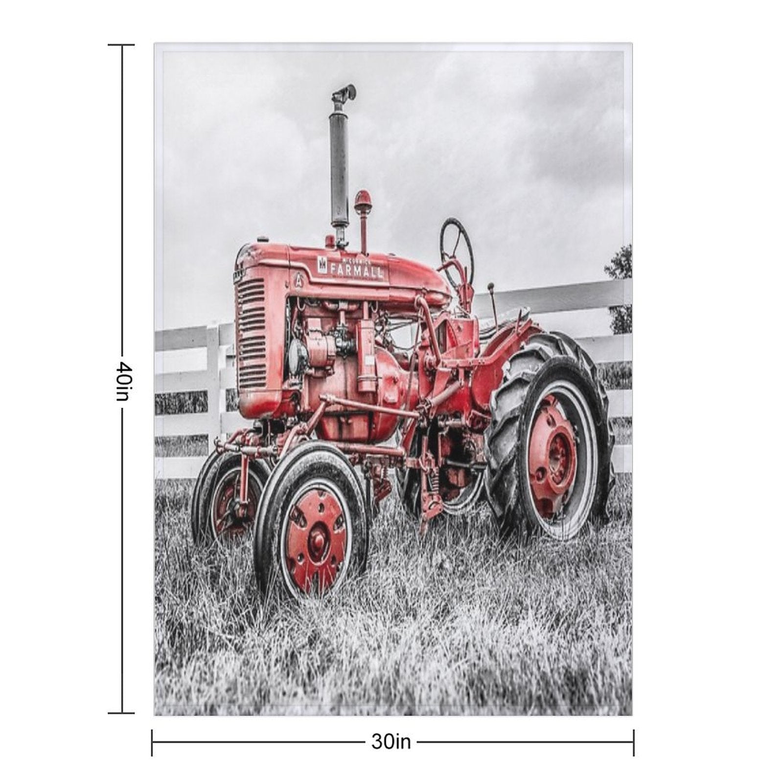 A Tractor Color Isolation Multi-functional Throw Blanket