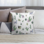 Cacti Llamas Soft Washable Throw Pillow