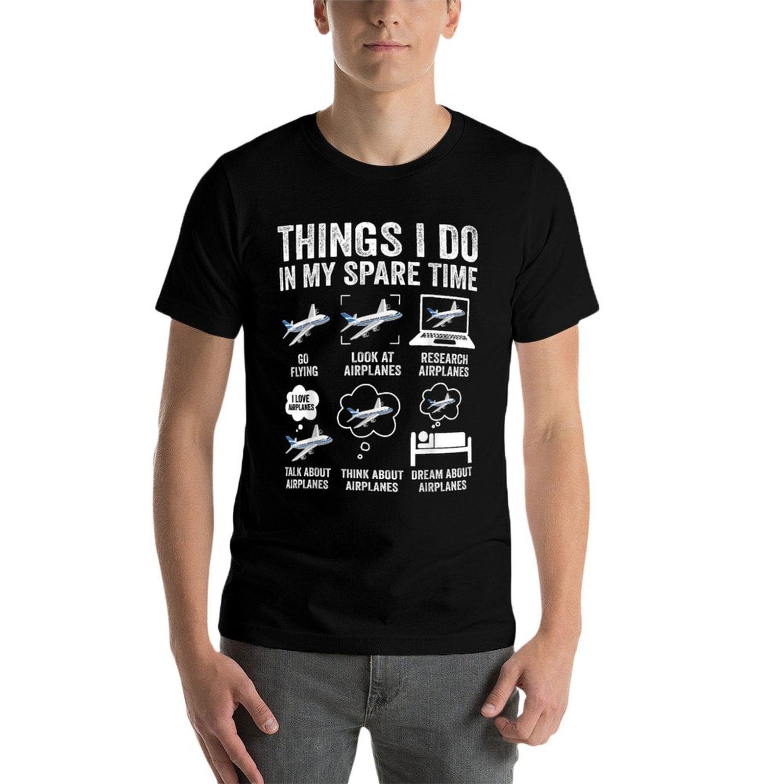 Funny Airplanes Lover Things I Do In My Spare Time Airplane  Heathered Texture T-Shirt