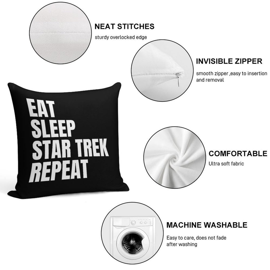 Eat Sleep Star Trek Repeat Soft High-Density Material Throw Pillow