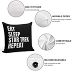 Eat Sleep Star Trek Repeat Soft High-Density Material Throw Pillow