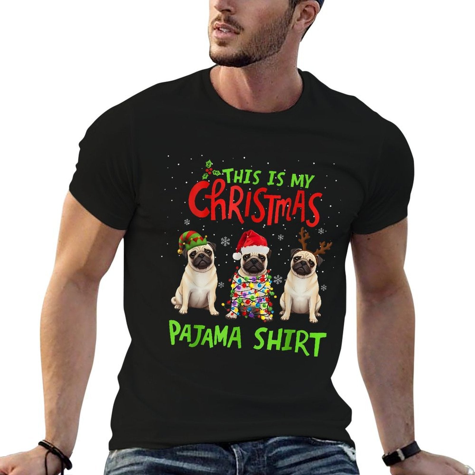 This Is My Christmas Pajama Pug Dog Funny Xmas  Eco-friendly Material T-Shirt