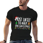 Most Likely To Nap On Christmas Funny Family Christmas  Soft T-Shirt