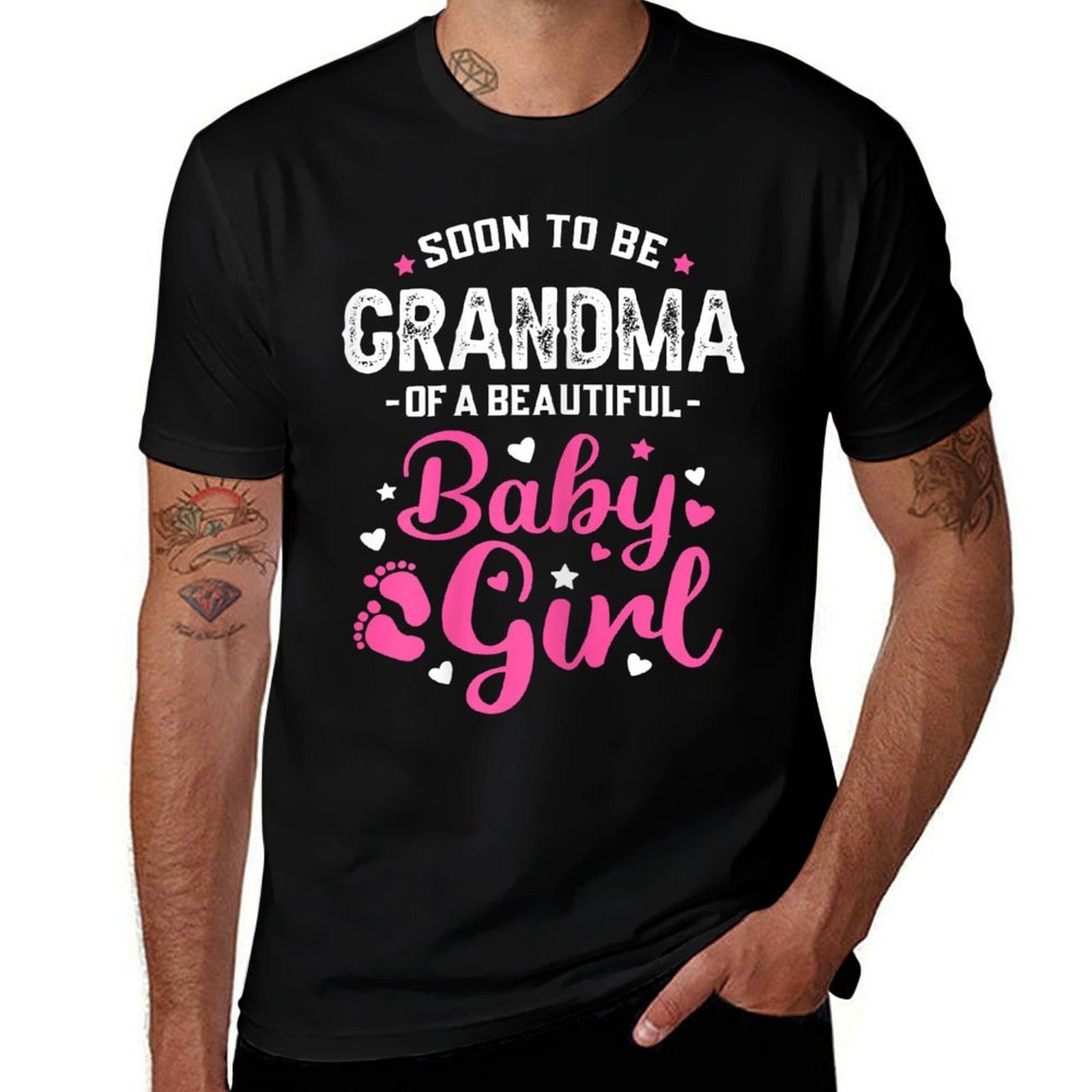 Soon To Be Grandma Of A Baby Girl, Promoted to Grandma  Tagless Design T-Shirt