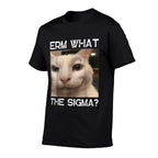 Erm What Sigma Cat Meme Funny Memes Internet Memes Joke Mens  Ribbed Collar T-Shirt