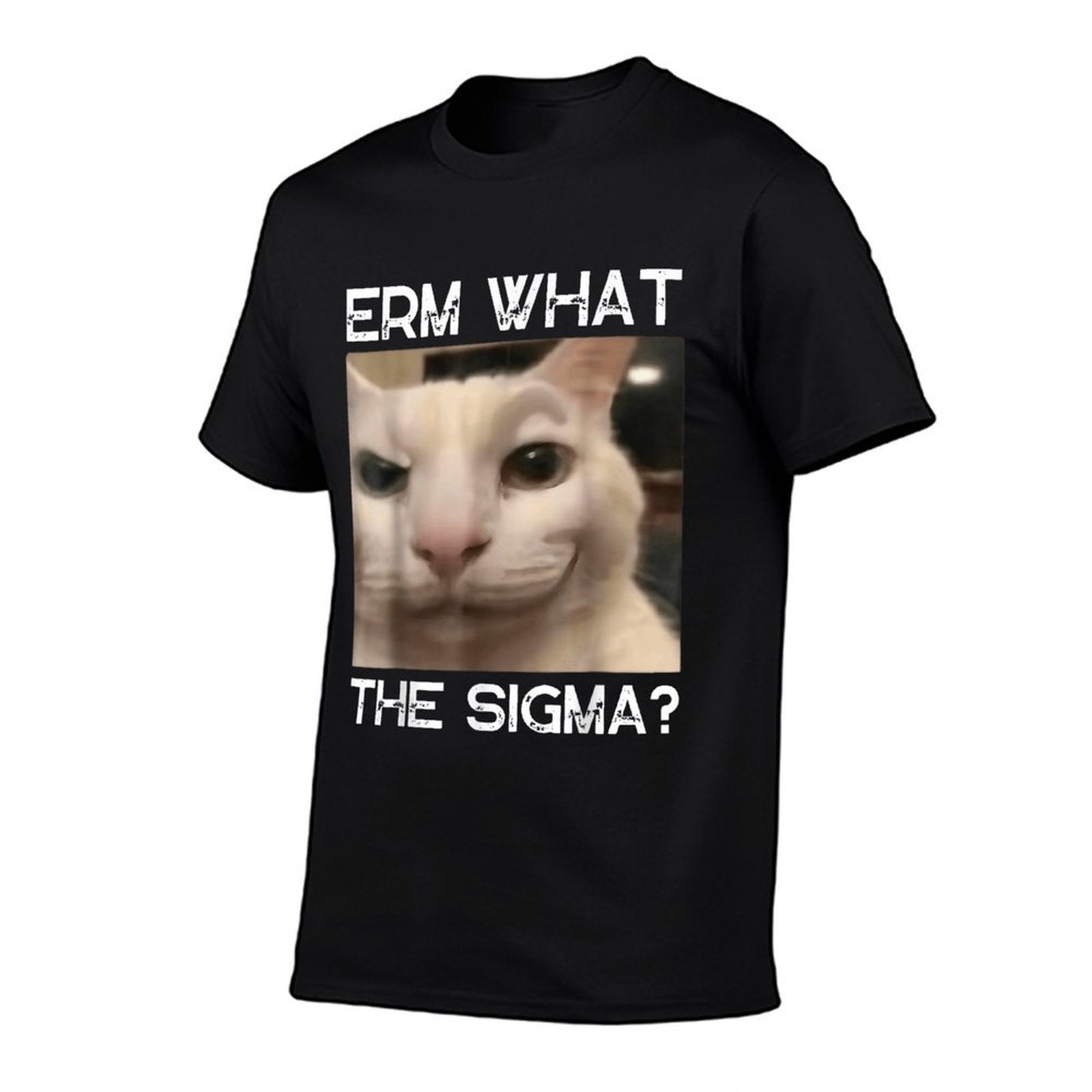 Erm What Sigma Cat Meme Funny Memes Internet Memes Joke Mens  Ribbed Collar T-Shirt