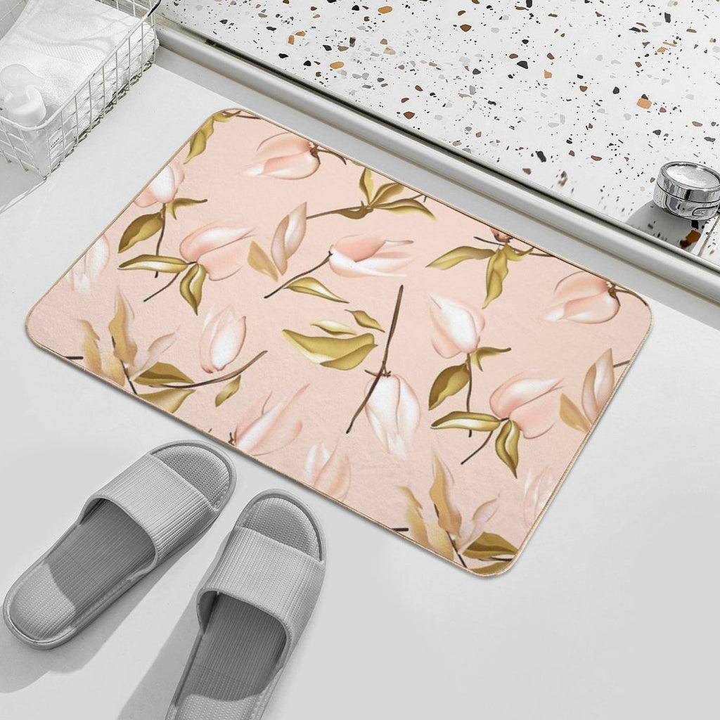 Floral Bloom Peach  Easy Maintenance Bath Mat
