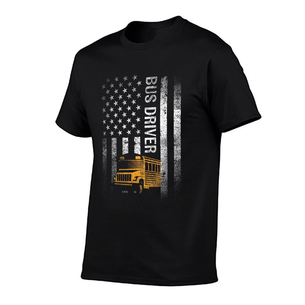 School Bus Driver Usa American Funny Bus Driver Gift  Cotton T-Shirt