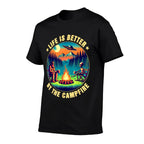 Camping Life Is Better By Campfire Drinking Bigfoot Alien  Easy-care T-Shirt