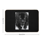 Newfoundland Dog Portrait in Black And White  Slip-Resistant Bath Mat