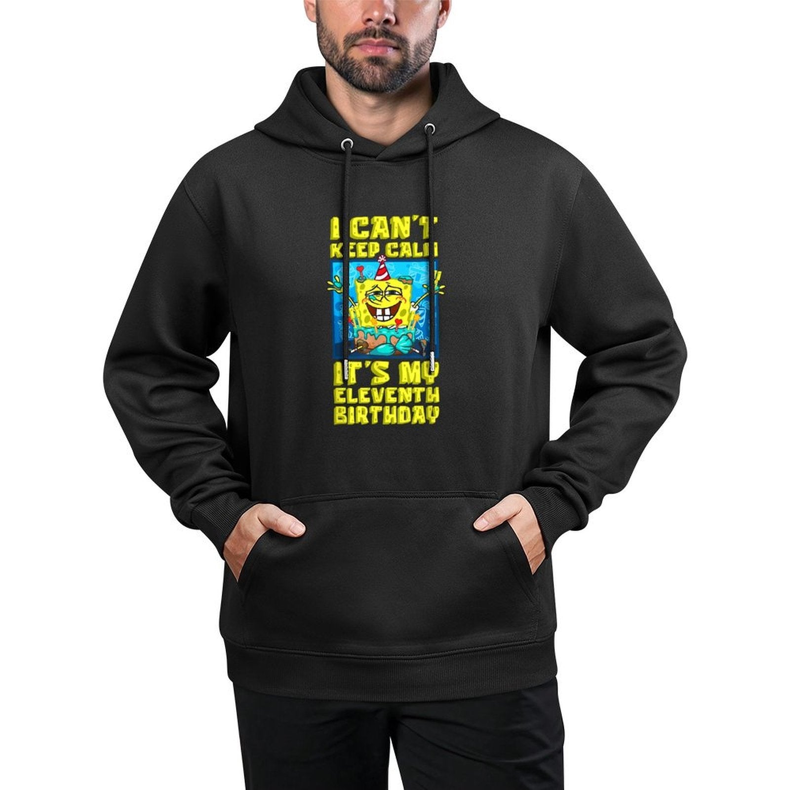 Mademark X SpongeBob SquarePants - I Can't Keep Calm Its My Eleventh Birthday 11th Birthday Boy Cotton-Polyester Blend Hoodie