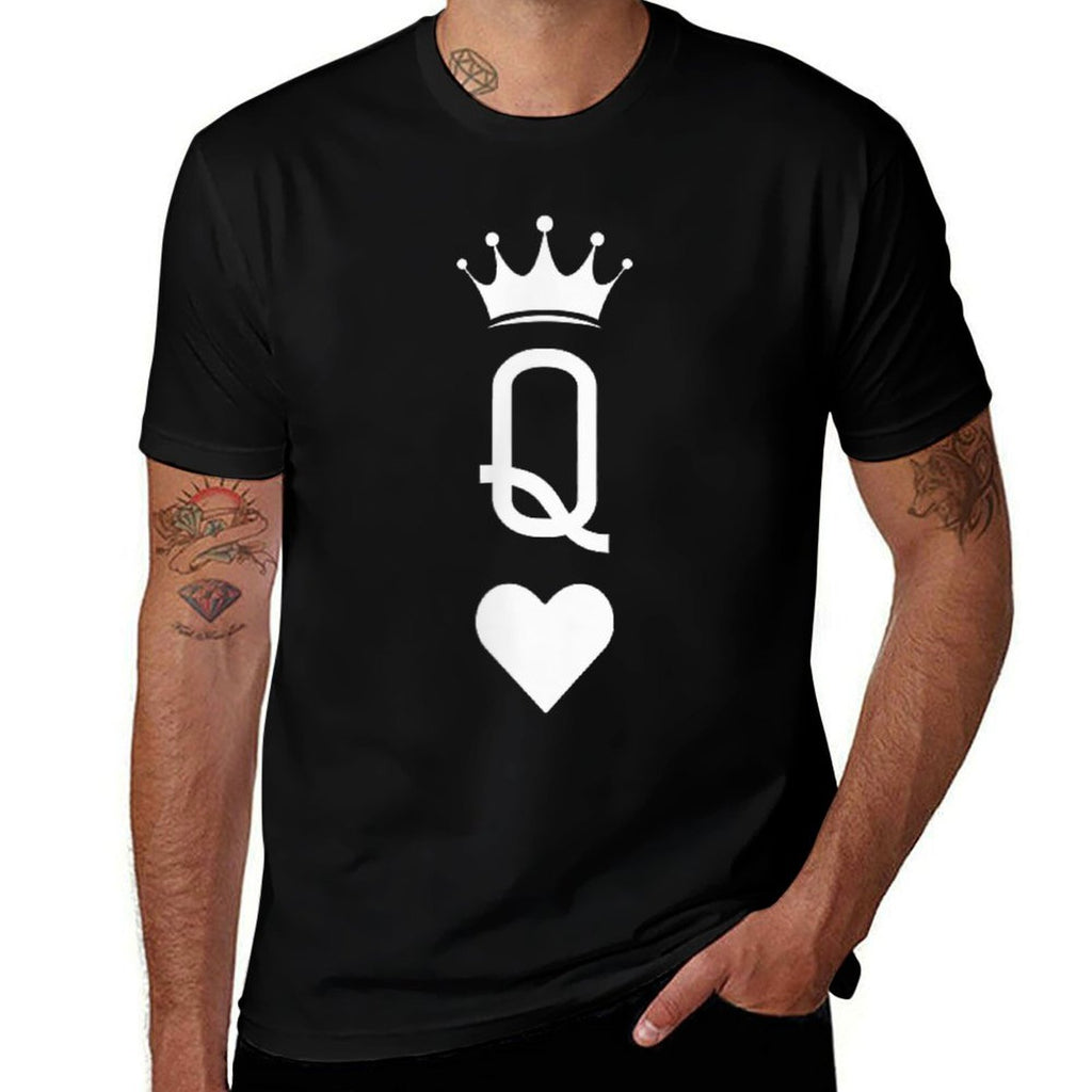 Queen of Heart Playing Card Vintage Crown Matching Women  Quick-drying T-Shirt