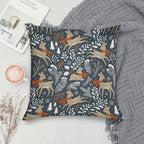 Winter Deer  Dark Grey Soft Warmth Comfort Throw Pillow