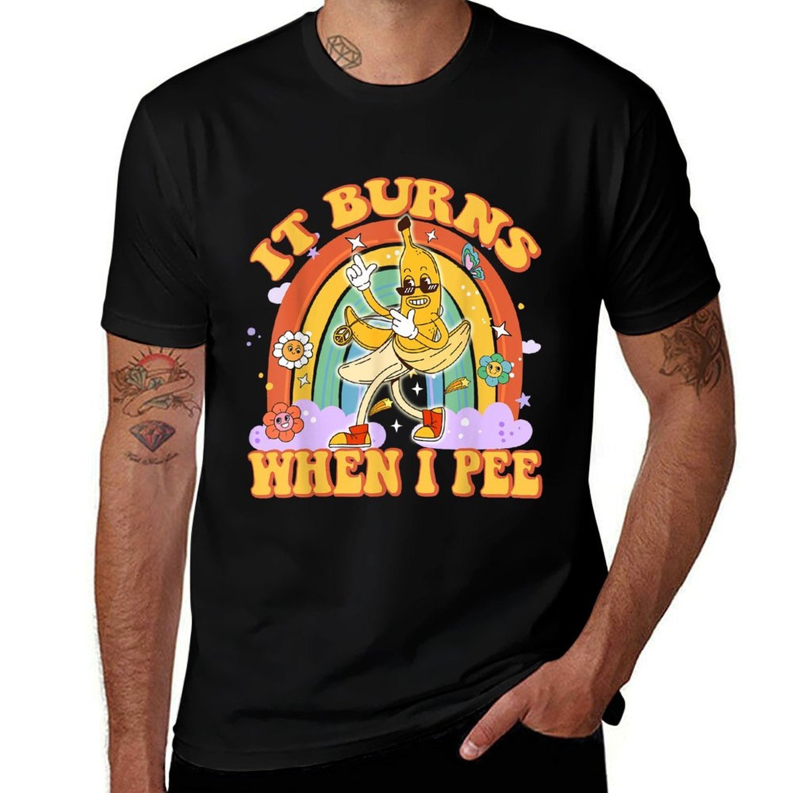 It Burns When I Pee Funny Sarcastic Ironic Y2K Inappropriate  Heathered Texture T-Shirt
