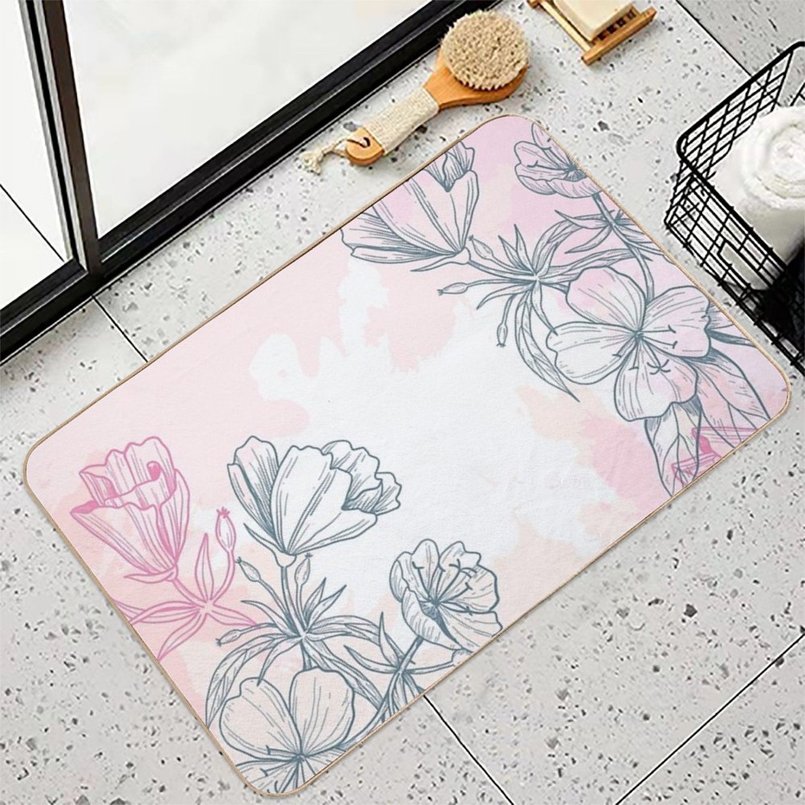 Flowers  Rapid-Drying Bath Mat