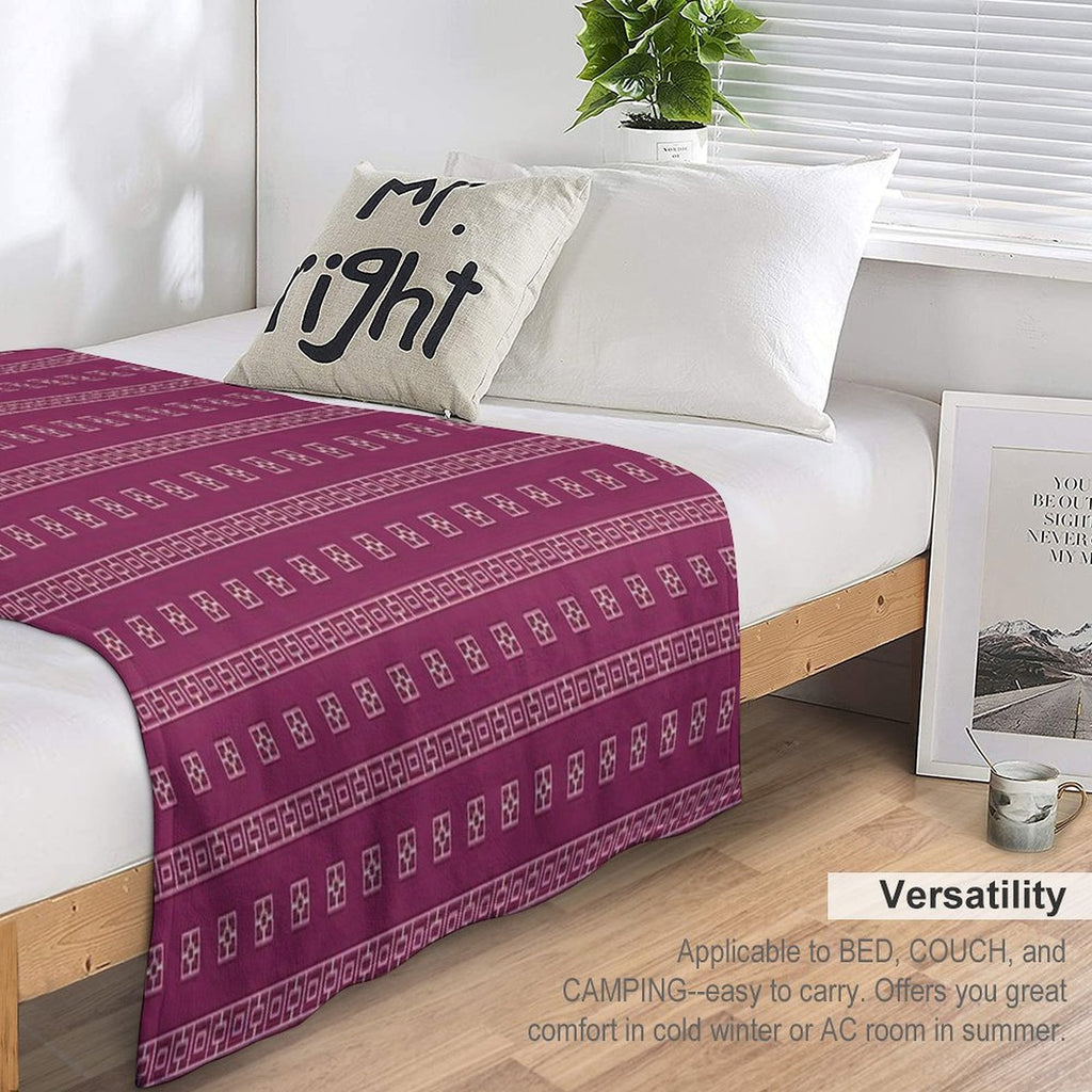 Luxurious Maroon & Golden Graphic Patterns - Contemporary Elegance Premium Throw Blanket
