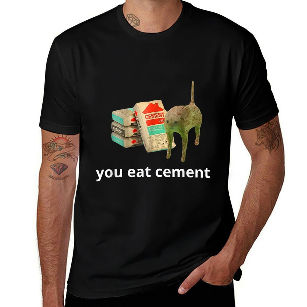I Eat Cement Cursed Cat Funny Oddly Specific Dank Meme  Durable T-Shirt