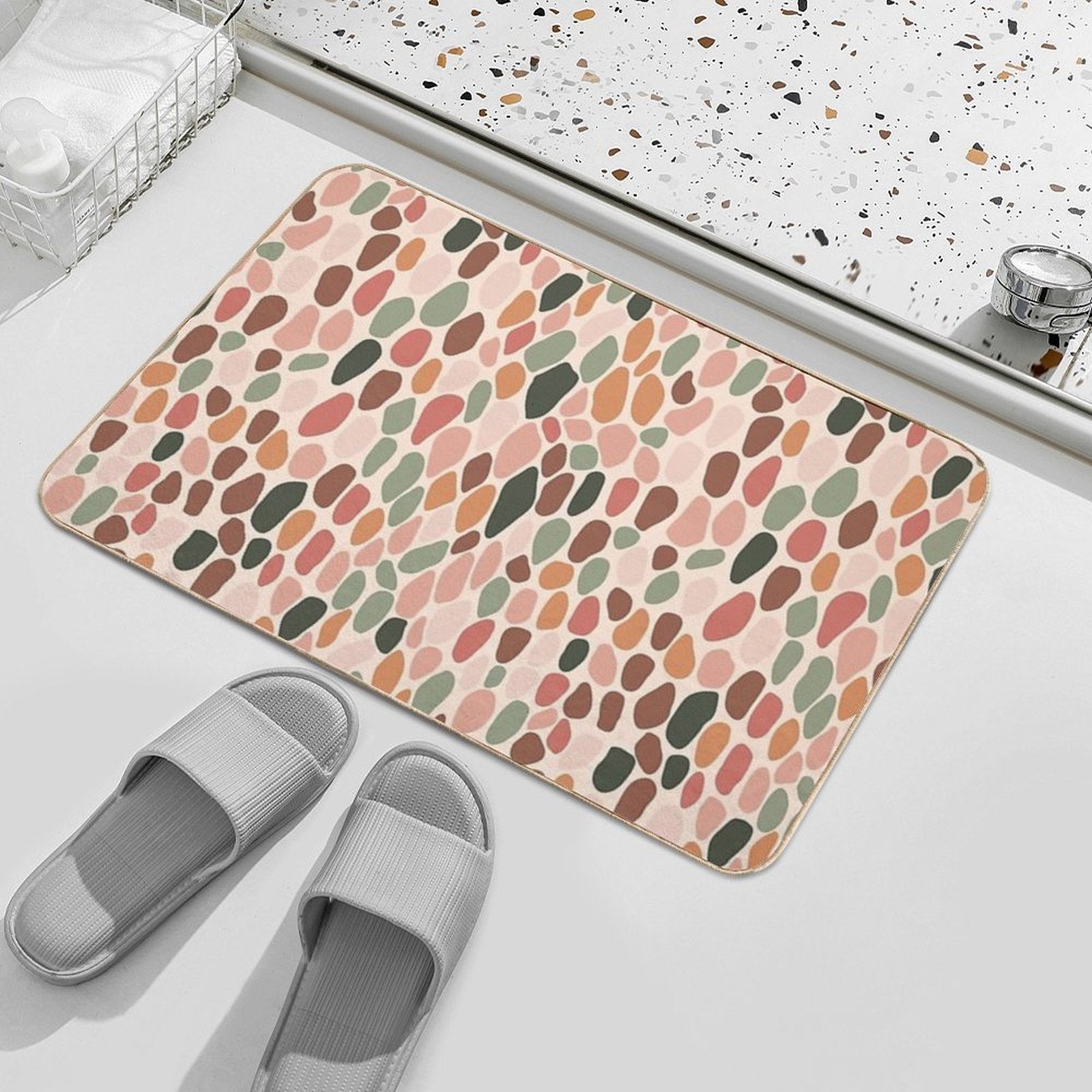 Snake Scales Pattern 03 - Floral Palette  Fade-Resistant Bath Mat