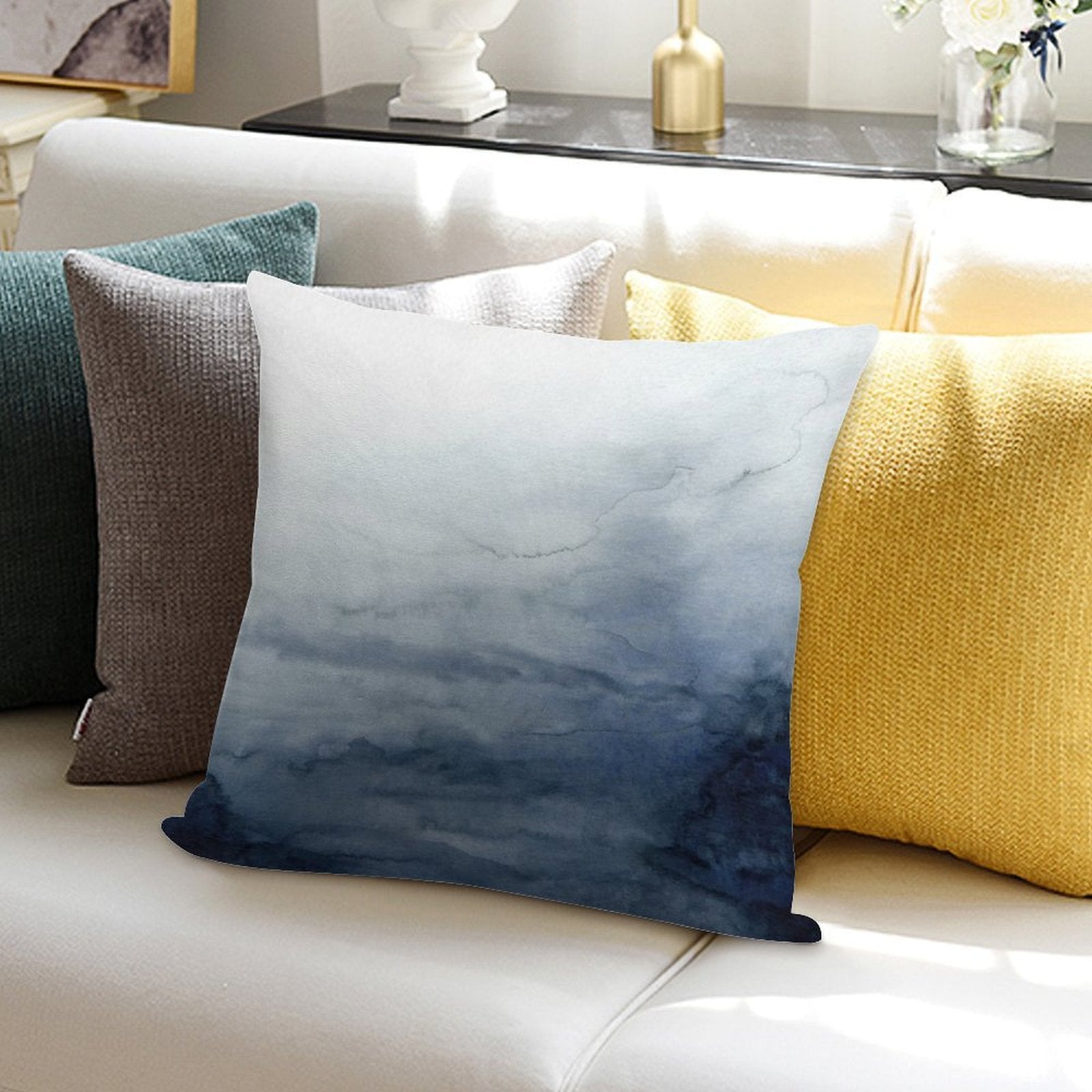 Indigo Abstract Painting  No.2 Soft Durable Construction Throw Pillow