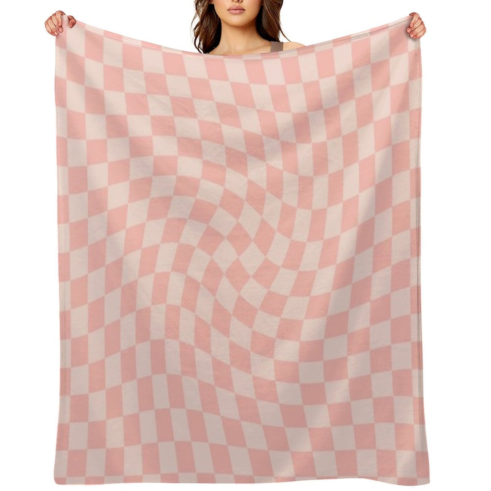 Check VII - Pink Twist Eco-conscious Throw Blanket