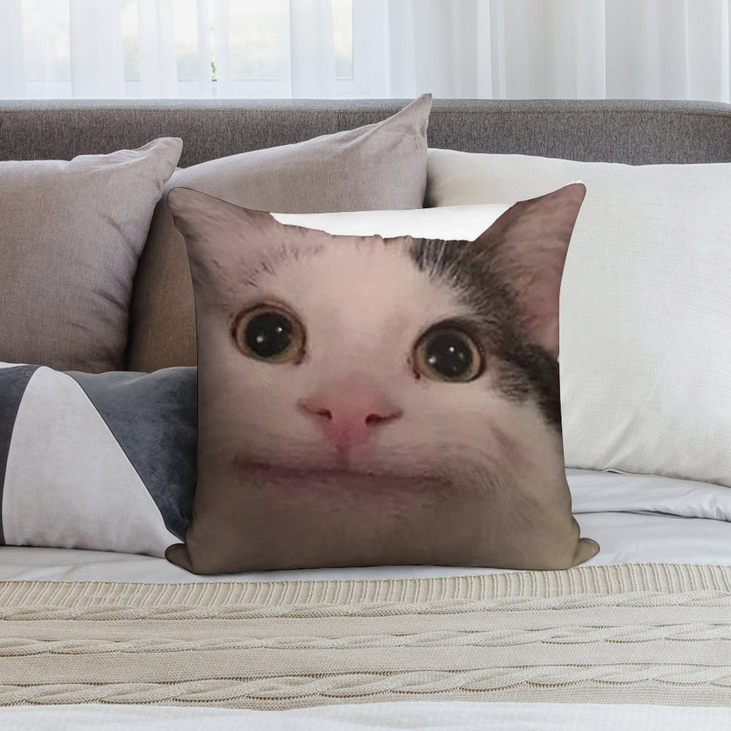 Polite Cat Meme, Funny Cat Meme Soft Warmth Comfort Throw Pillow