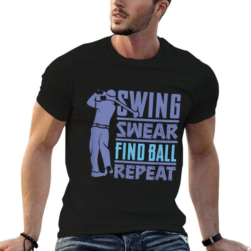 Swing, Swear, Find - Golf Cart Golfer Costume - Mens Golfing  Oversized Silhouette T-Shirt