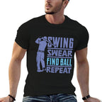 Swing, Swear, Find - Golf Cart Golfer Costume - Mens Golfing  Oversized Silhouette T-Shirt