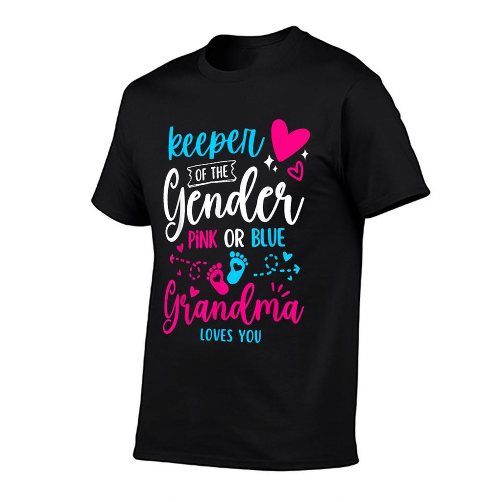 Keeper of The Gender Grandma Loves You Grandma Baby Announce  Cotton T-Shirt