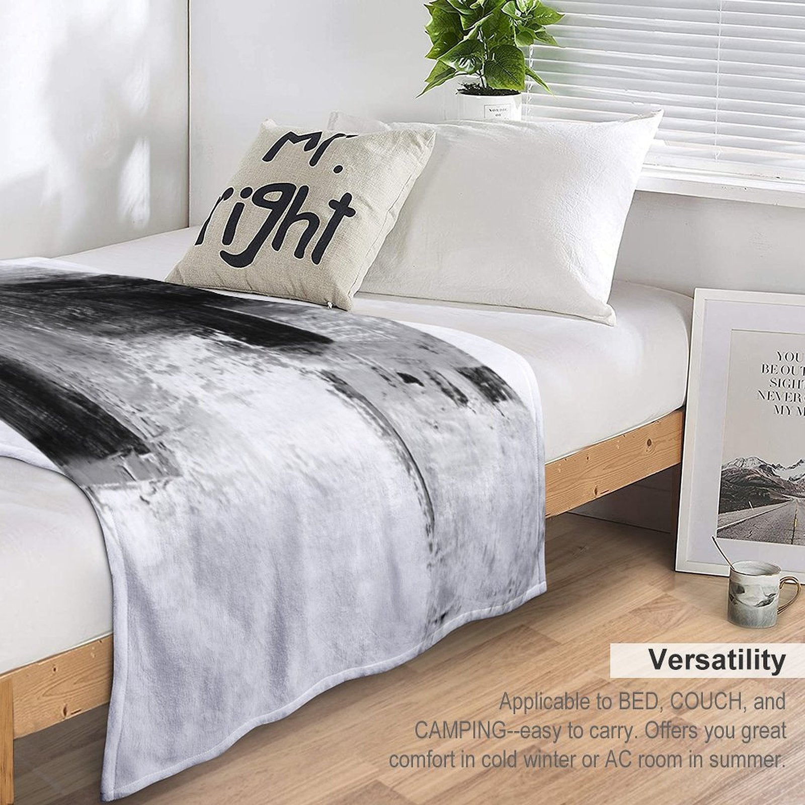 Black White Abstract Sustainable Throw Blanket