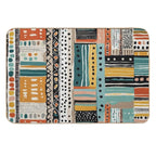 Traditional Kilim Indian Pattern, Ethnic Geometric Abstract Scandinavian Design in Watercolor Painting  Versatile Bath Mat