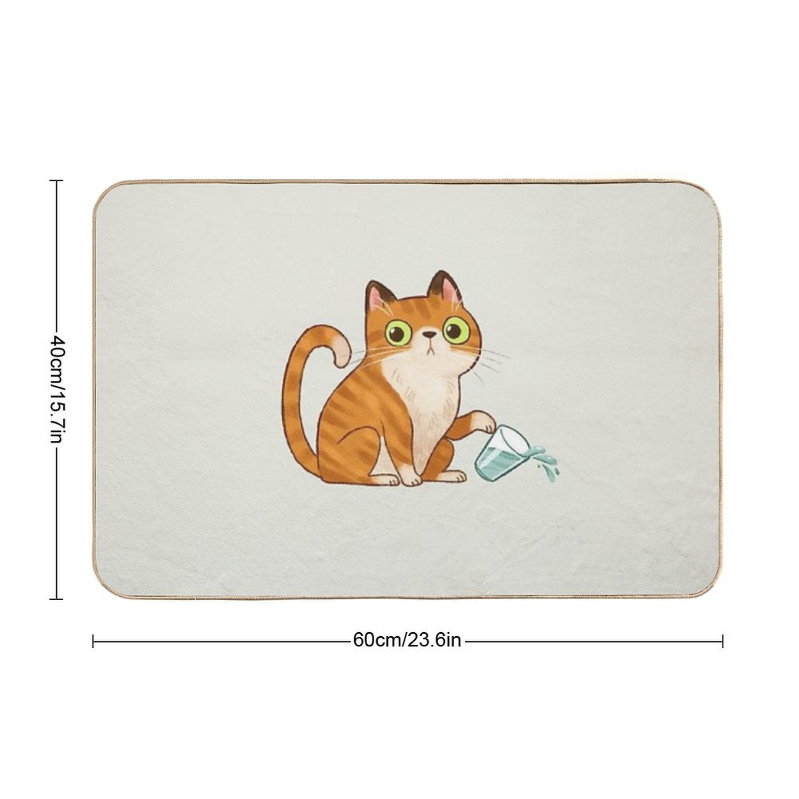 Cat Tipping Glass  Stain-Proof Bath Mat