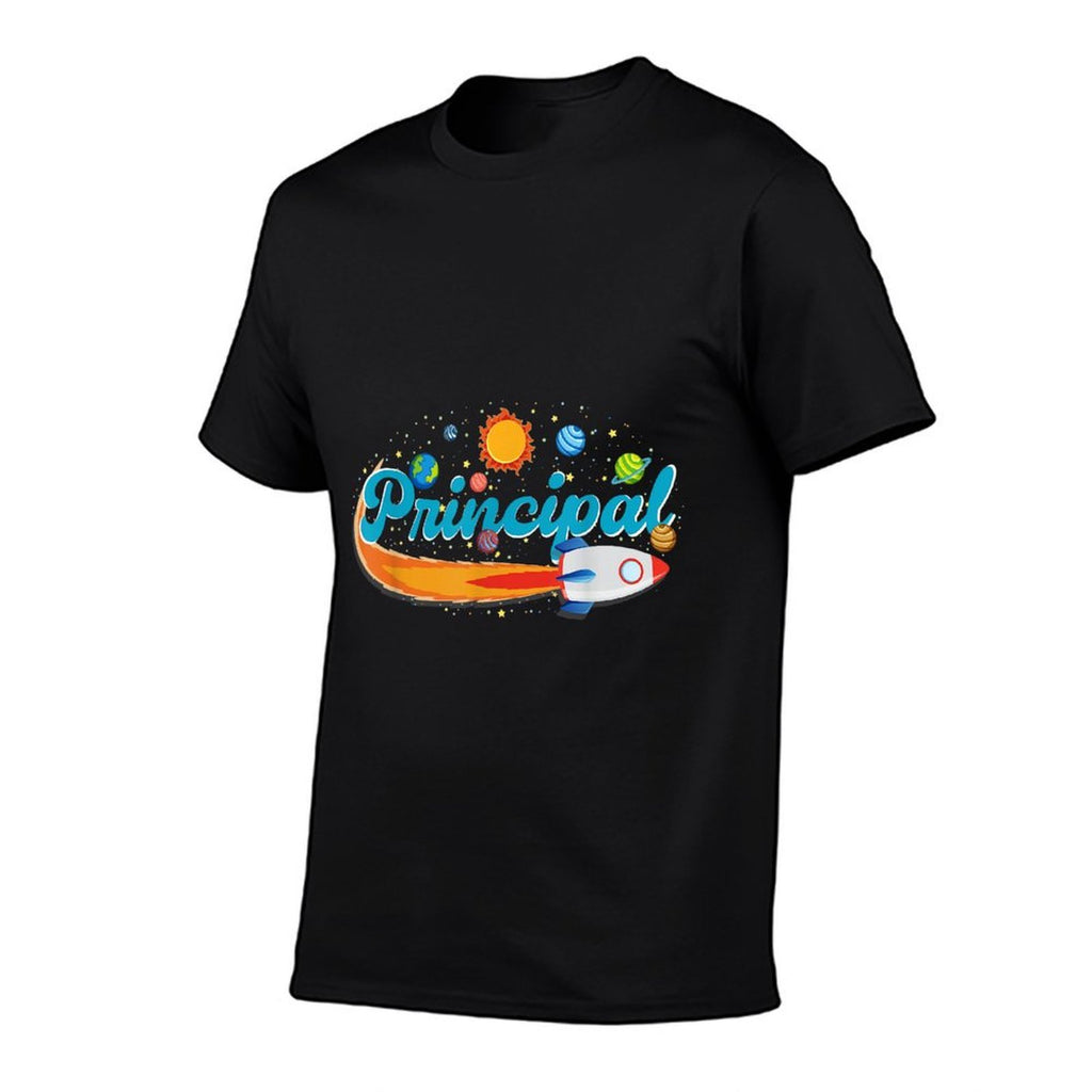 Principal Outer Space School Admin Staff Solar System  Heathered Texture T-Shirt