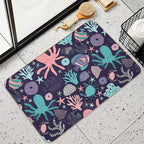 Ocean Animals Fish Coral Octopus Coastal  Rapid-Drying Bath Mat