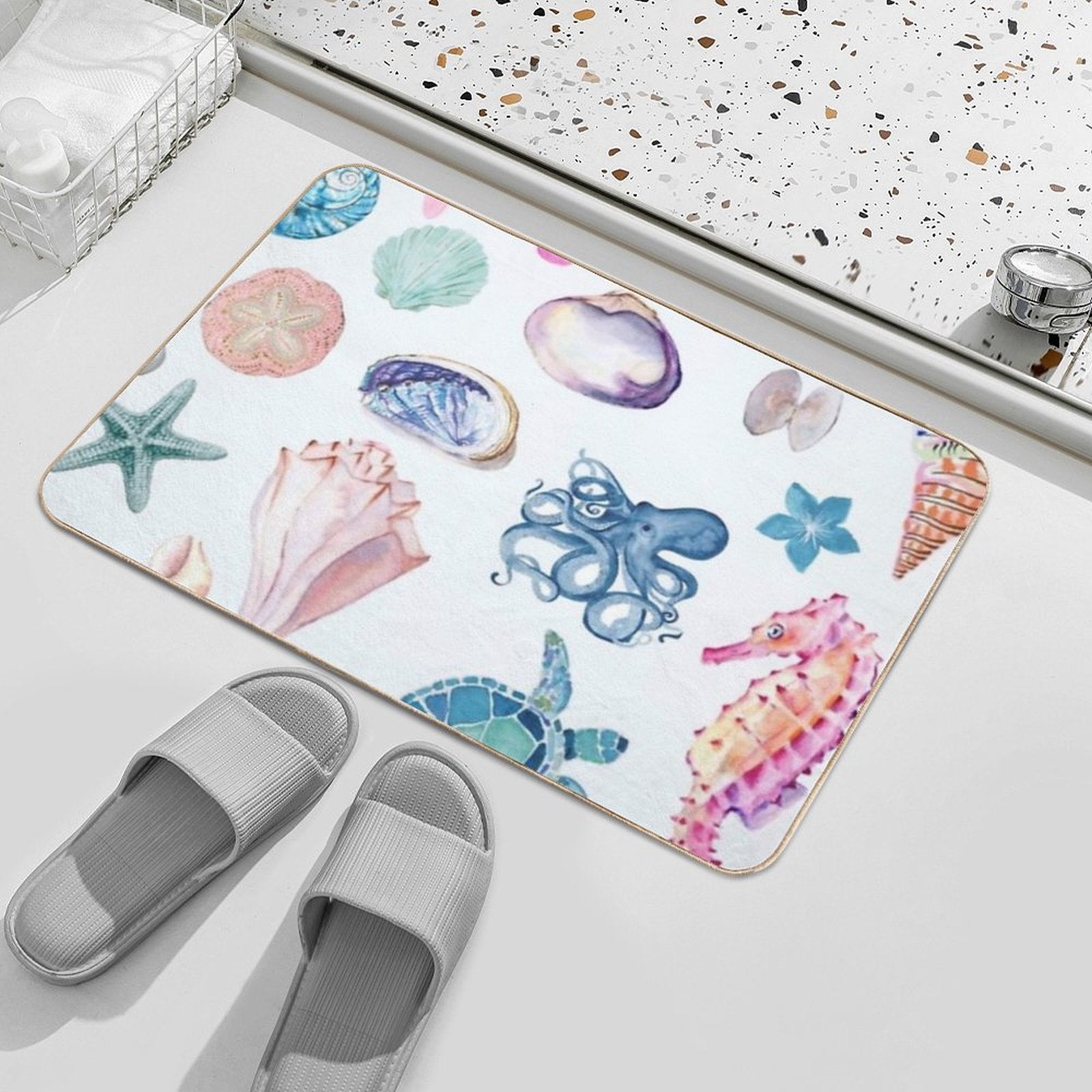 Preppy Beach 2  Fade-Resistant Bath Mat