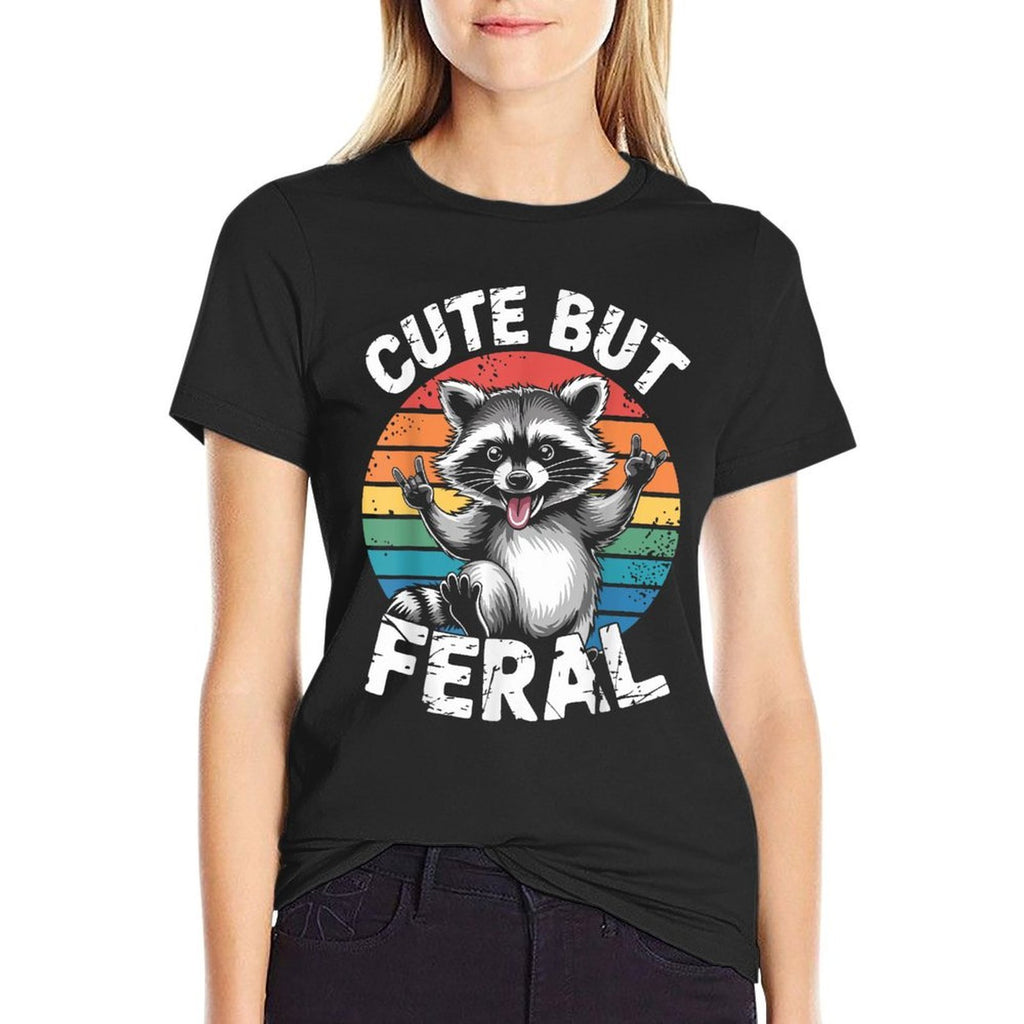 Cute But Feral Toddler Funny Raccoon Racoon Kids Feral Child  Easy-care T-Shirt
