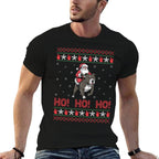 Ho Ho Ho Santa Riding Pitbull Dog Ugly Christmas Sweater  Moisture-wicking T-Shirt