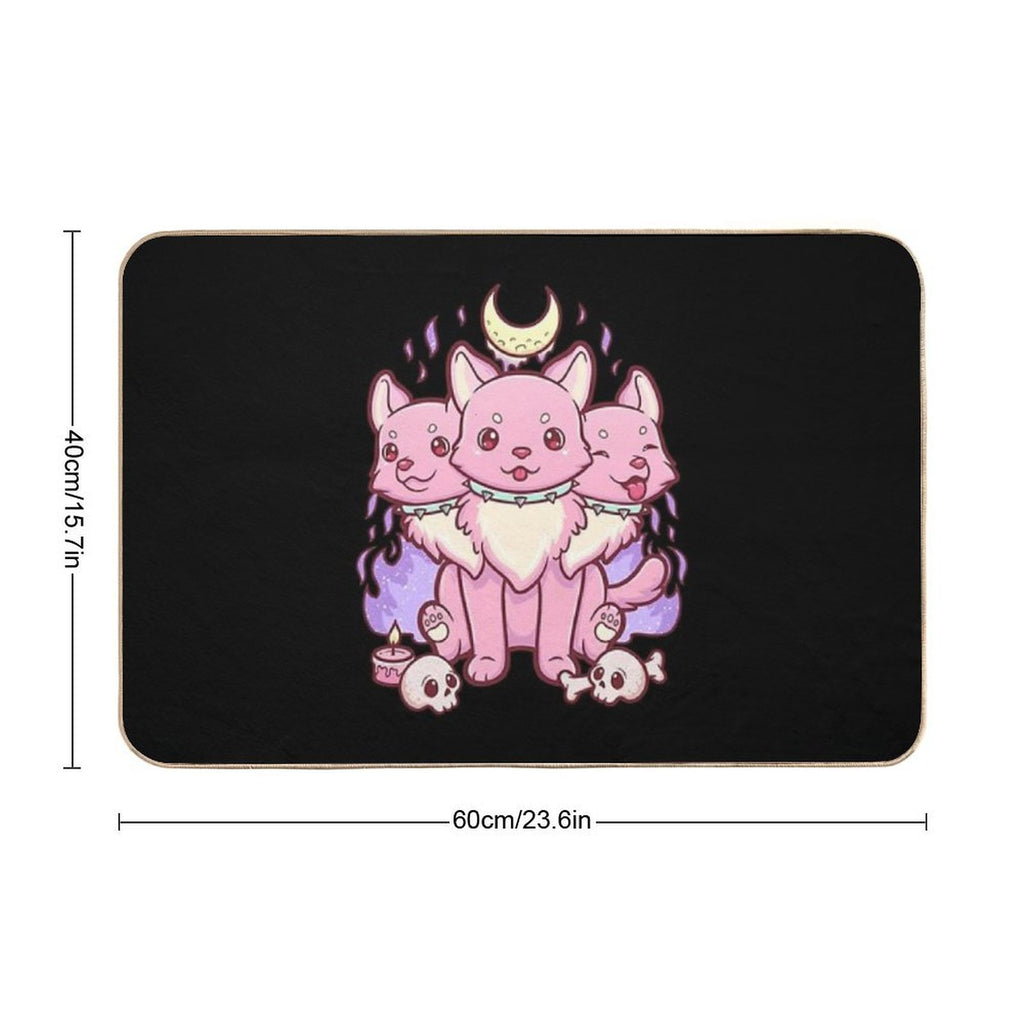 Kawaii Pastel Goth Cute Creepy Occult Cerberus  Multi-Purpose Bath Mat