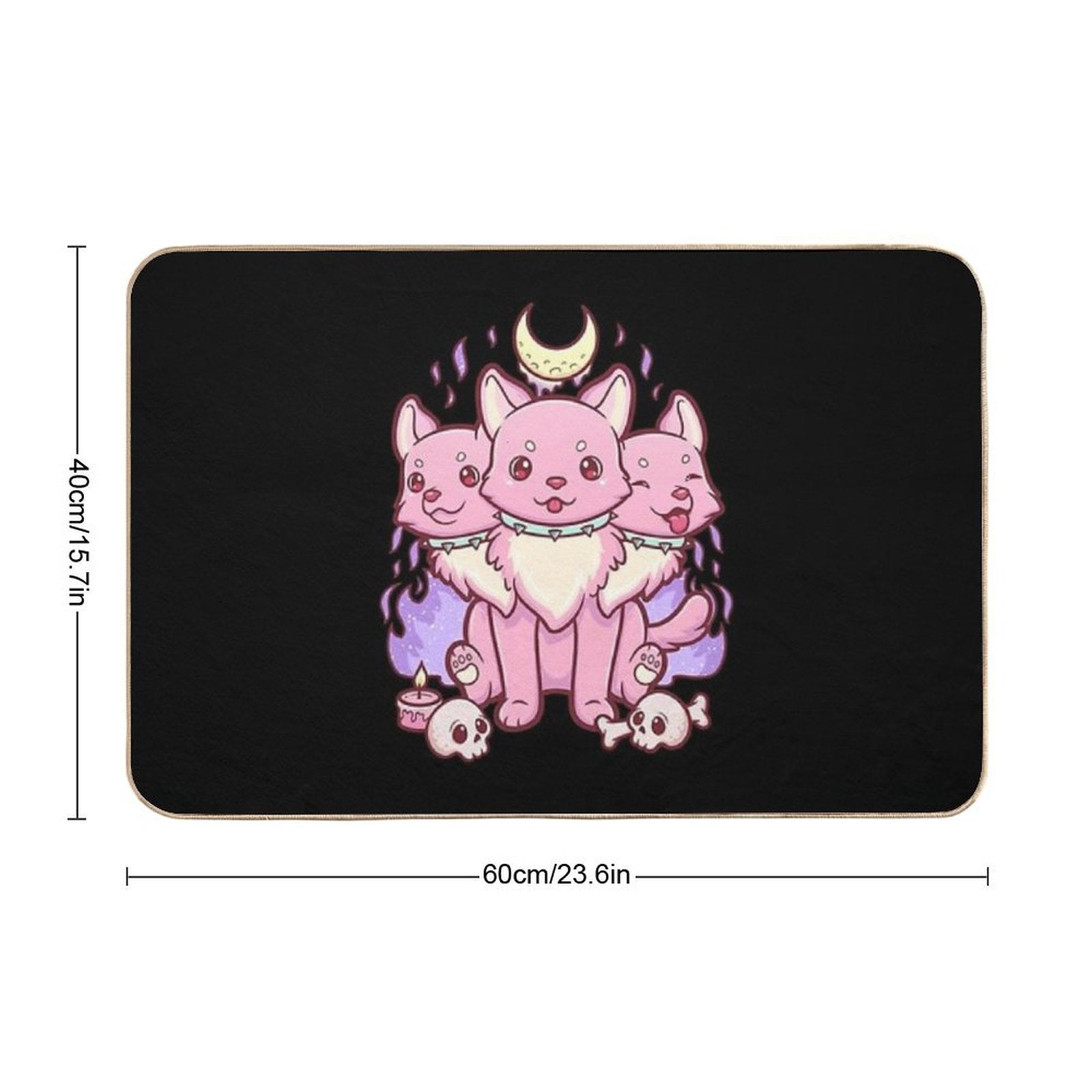Kawaii Pastel Goth Cute Creepy Occult Cerberus  Multi-Purpose Bath Mat
