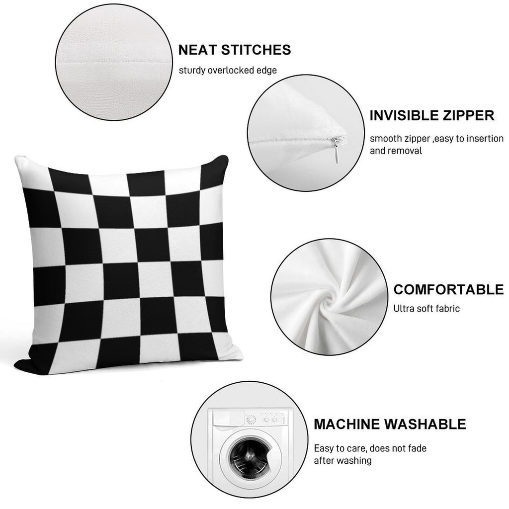 Chequered Flag Soft Reinforced Edging Throw Pillow
