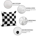 Chequered Flag Soft Reinforced Edging Throw Pillow