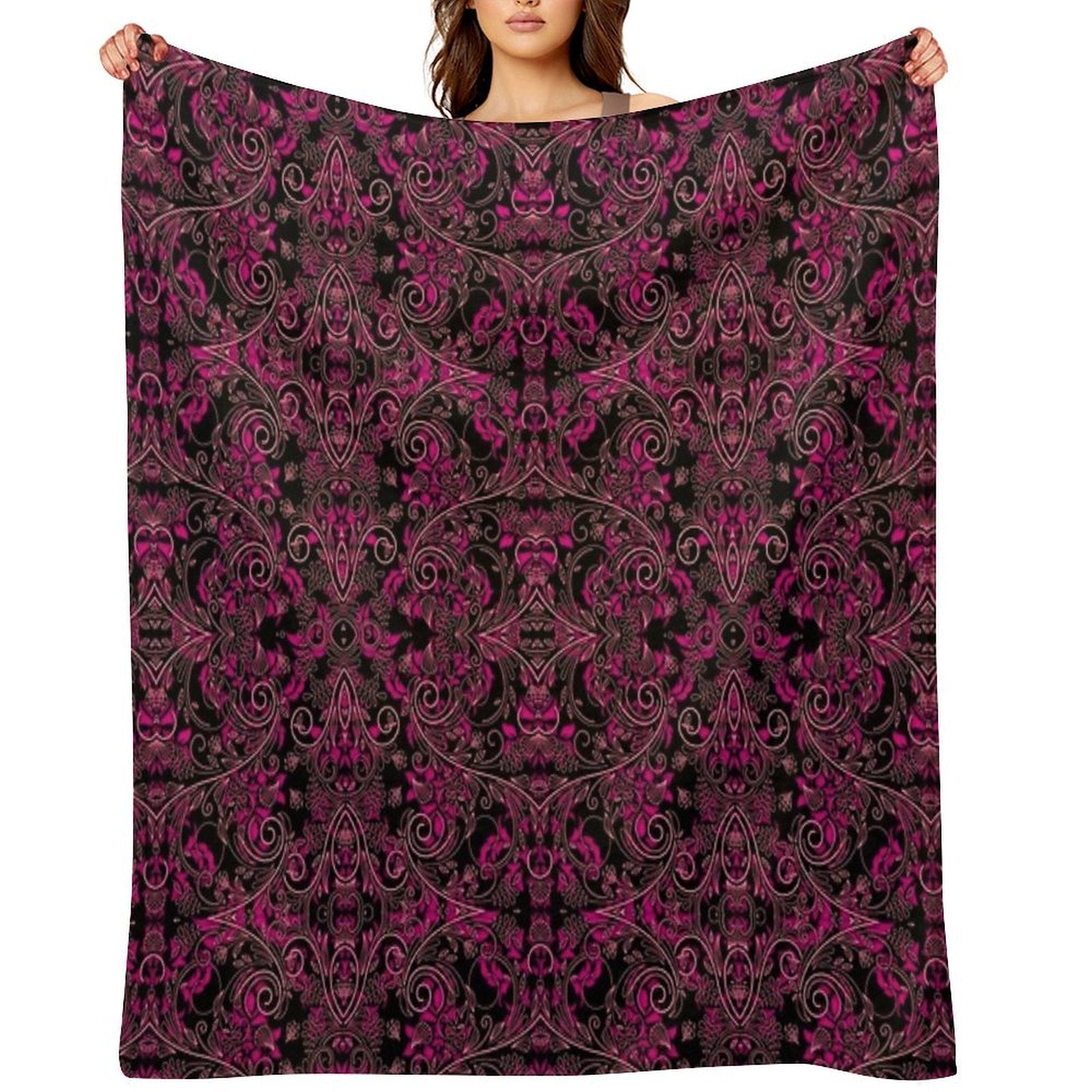 Pink Vines And Lace Easy Care Throw Blanket