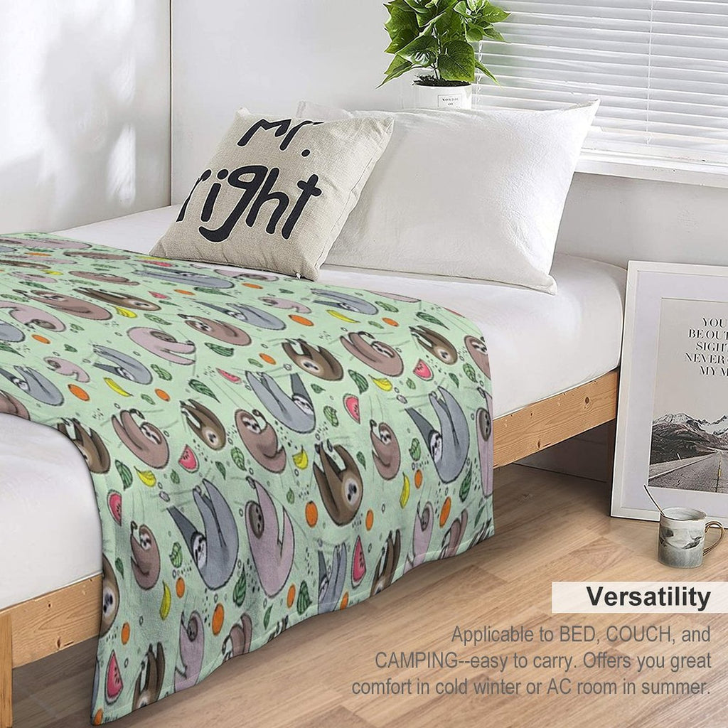 Sloths Easy Care Throw Blanket