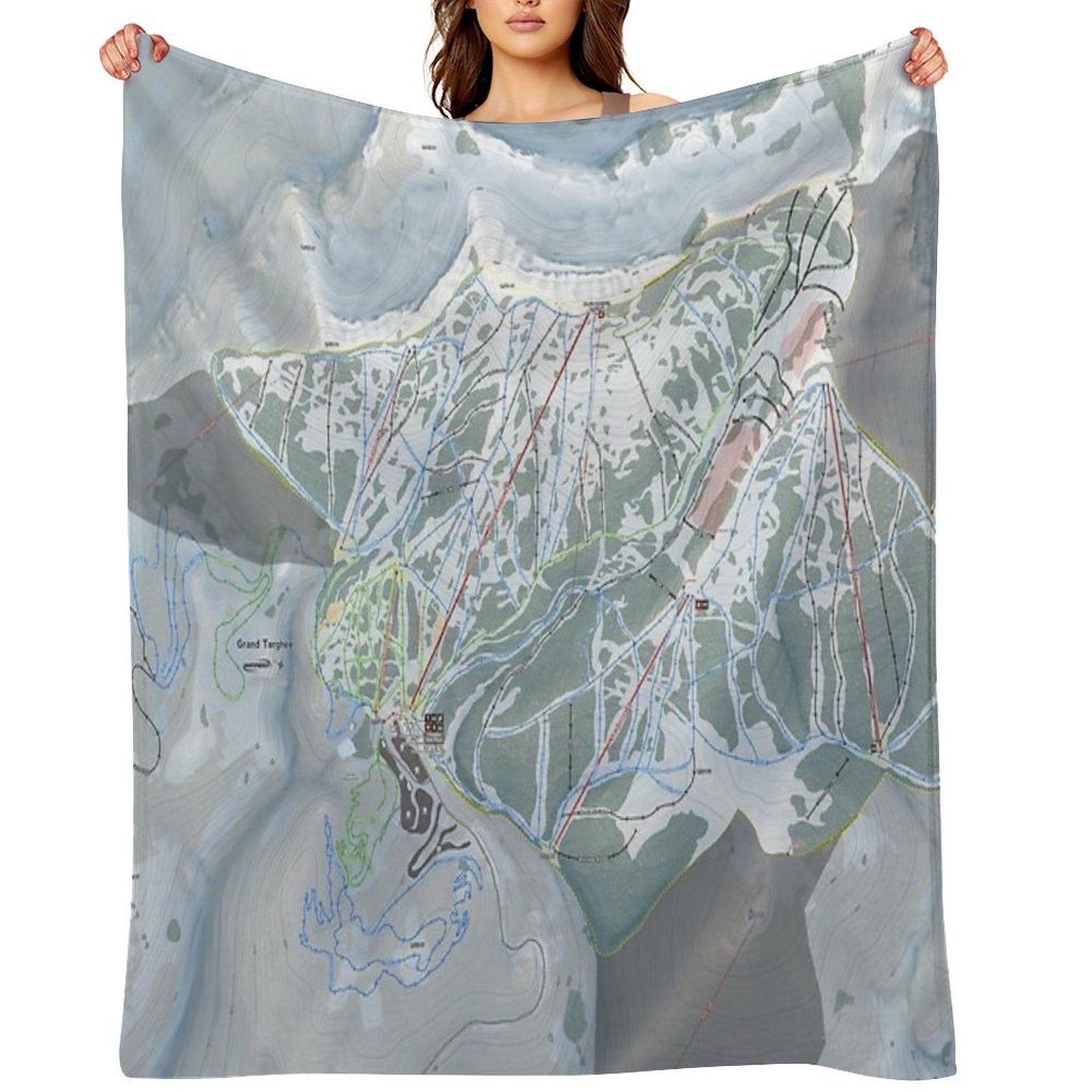 Grand Targhee Resort Trail Map Quick-dry Throw Blanket