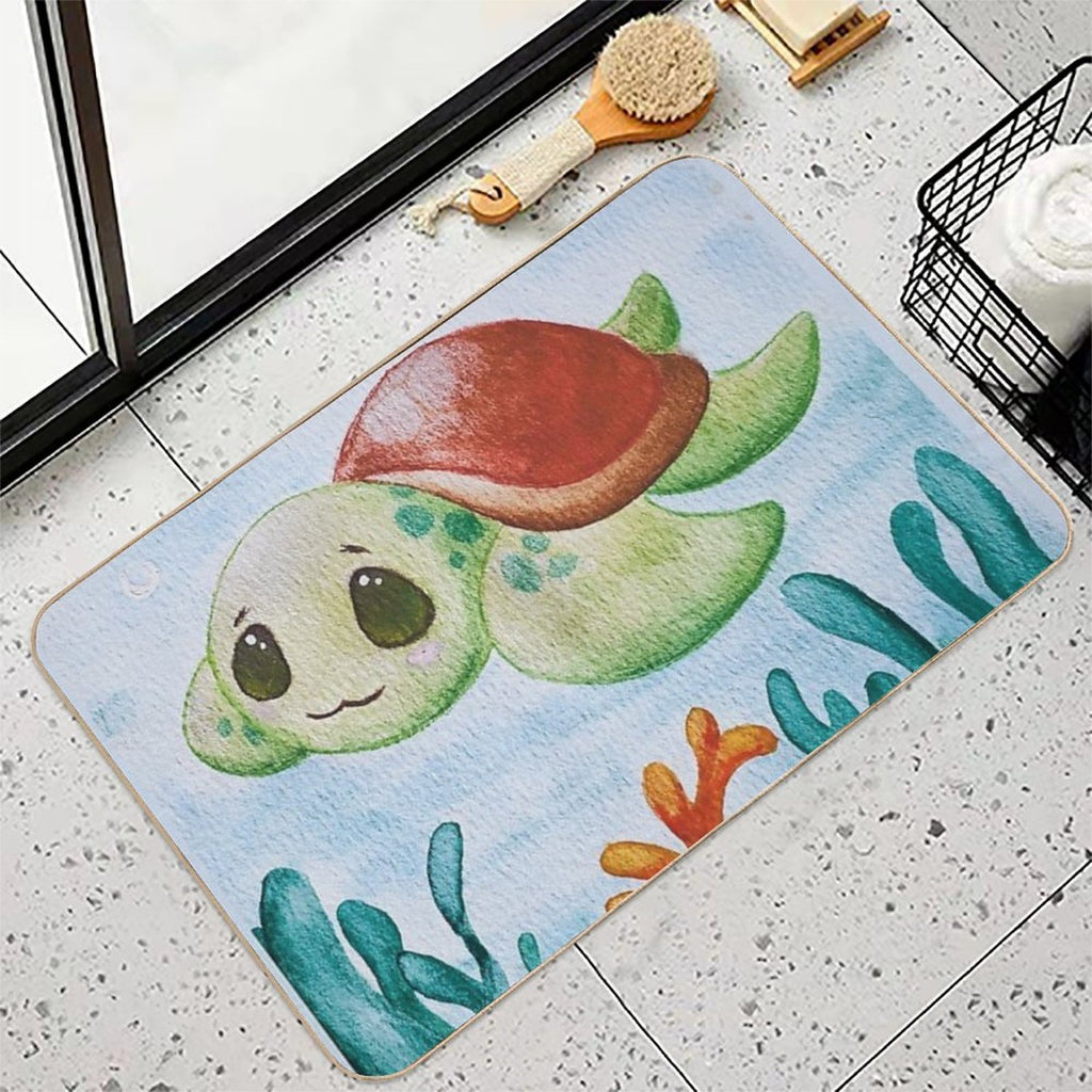Cute Watercolor Sea Turtle  Multi-Purpose Bath Mat