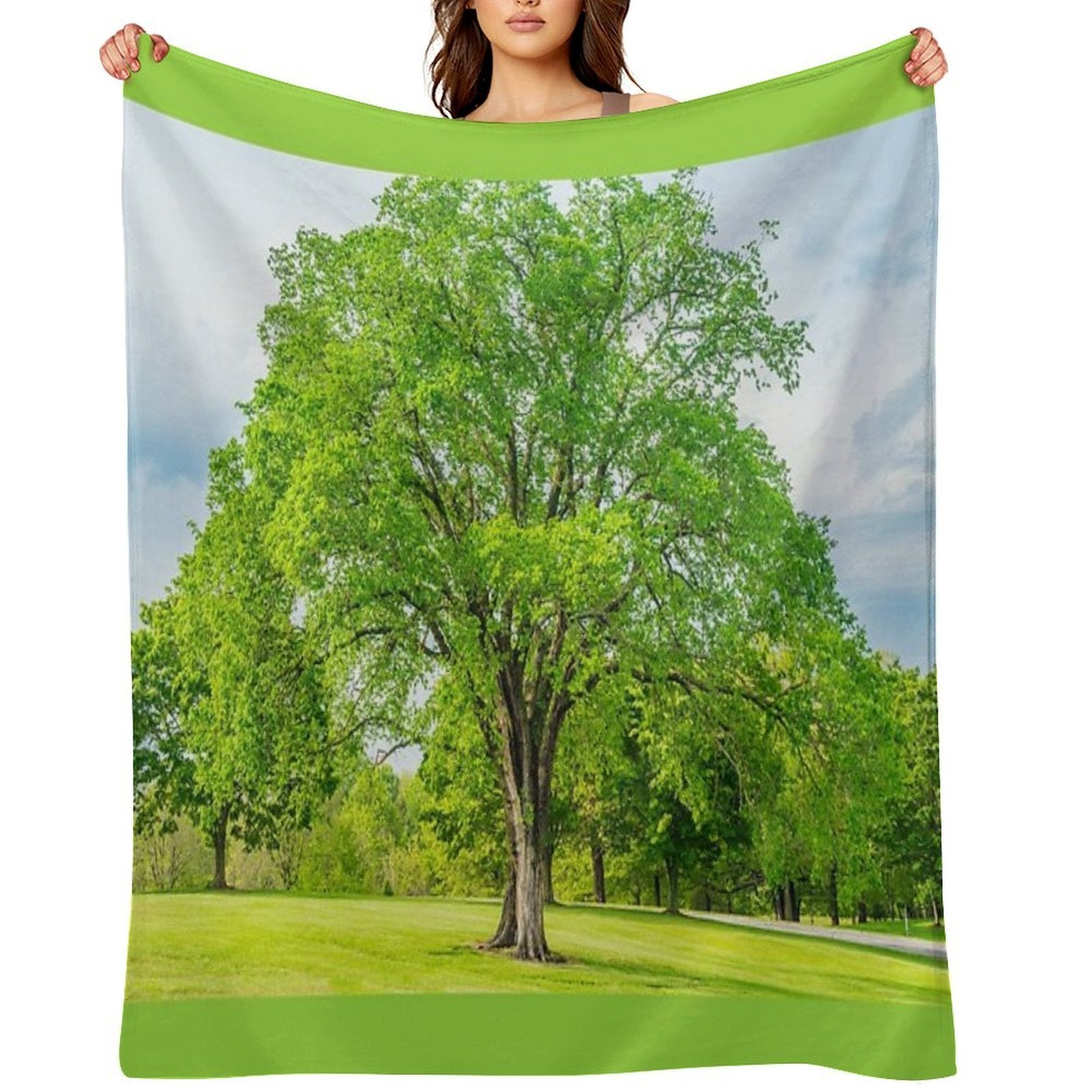 Large Elm Tree Machine-washable Throw Blanket