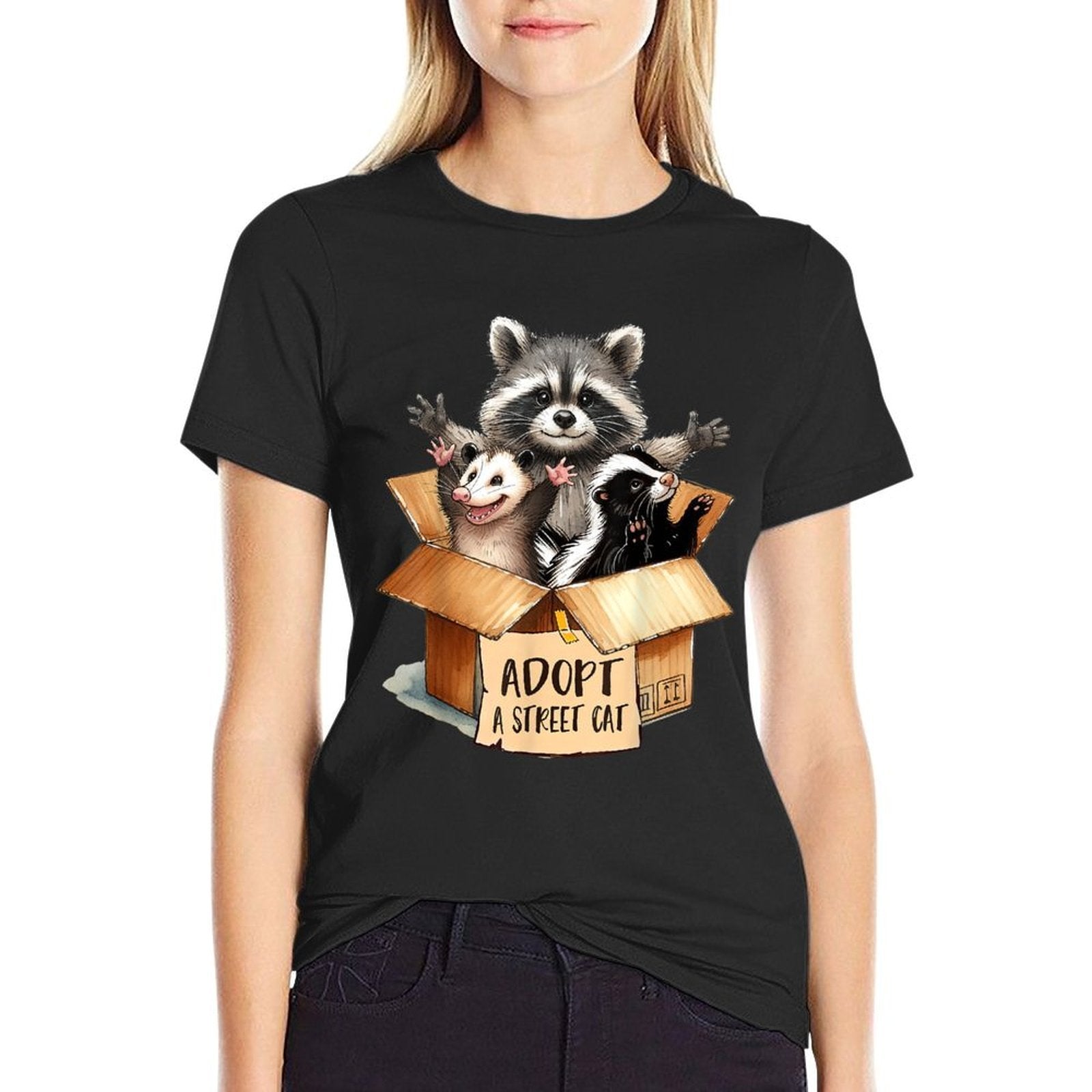 Team Trash Opossum Racoon Skunk Lover Adopt A Street Cat for Men Women  Summer-ready Fabric T-Shirt