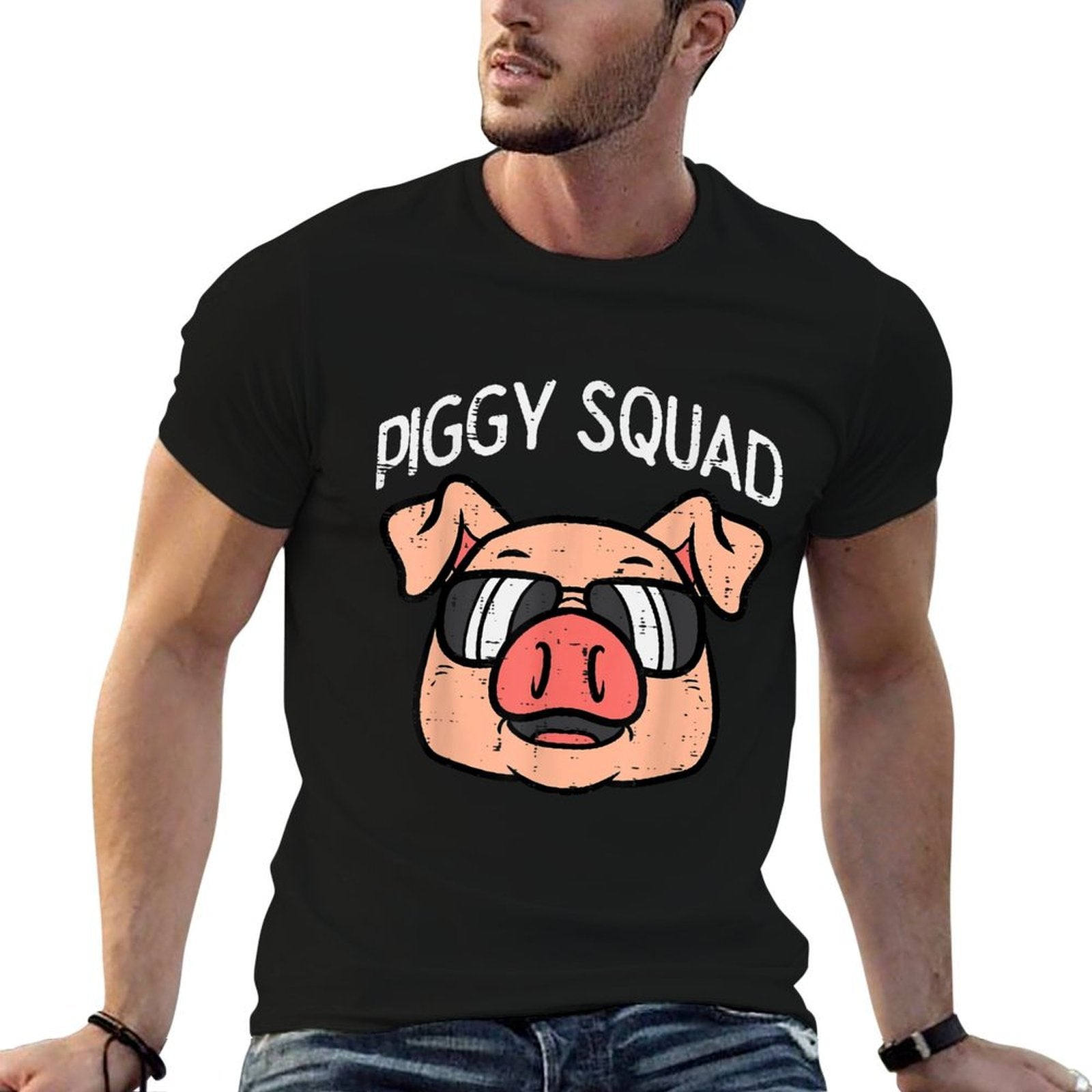 Piggy Squad Funny Pig Farmer Hog Farm Animal Men Women Kids  Eco-friendly Material T-Shirt