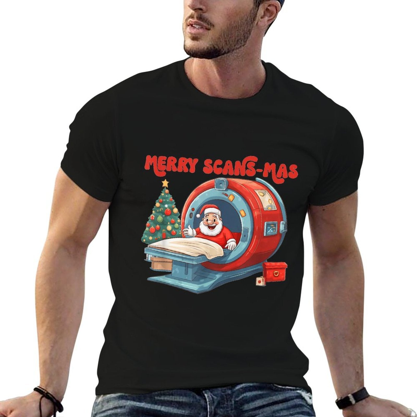 Radiology Christmas Funny Santa CT Tech MRI Tech Holiday  Stretchy T-Shirt