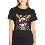 Baseball Mom At The Ballpark I Spend Most My Days Retro  Rolled Sleeves T-Shirt