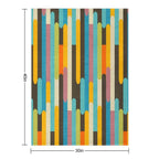 Retro Color Block Popsicle Sticks Blue Easy Care Throw Blanket